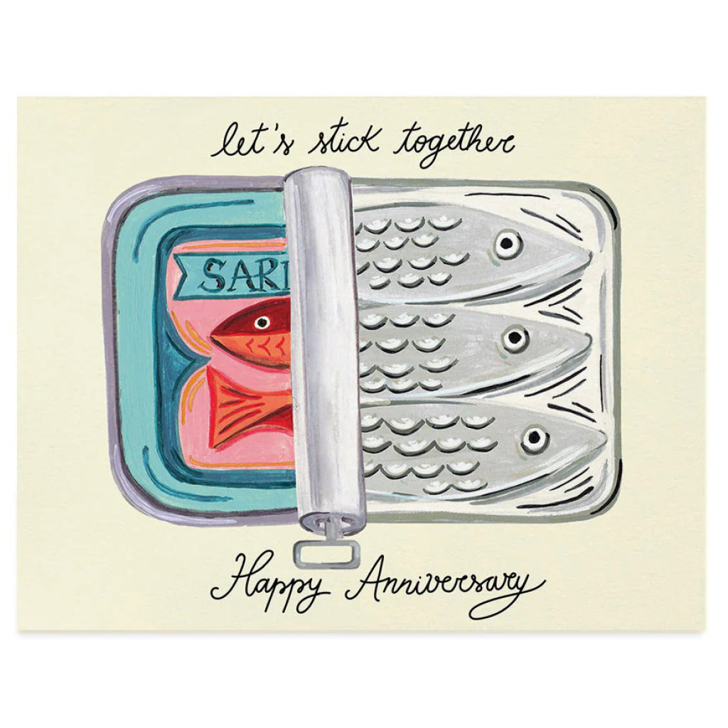 Lets Stick Together Sardines Anniversary Card.