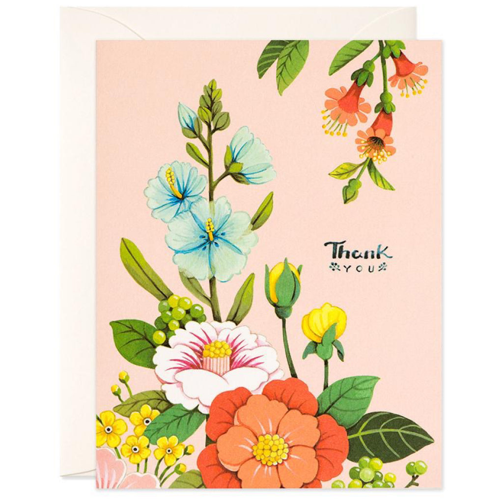 Light Pink Floral Thank You Greeting Card.