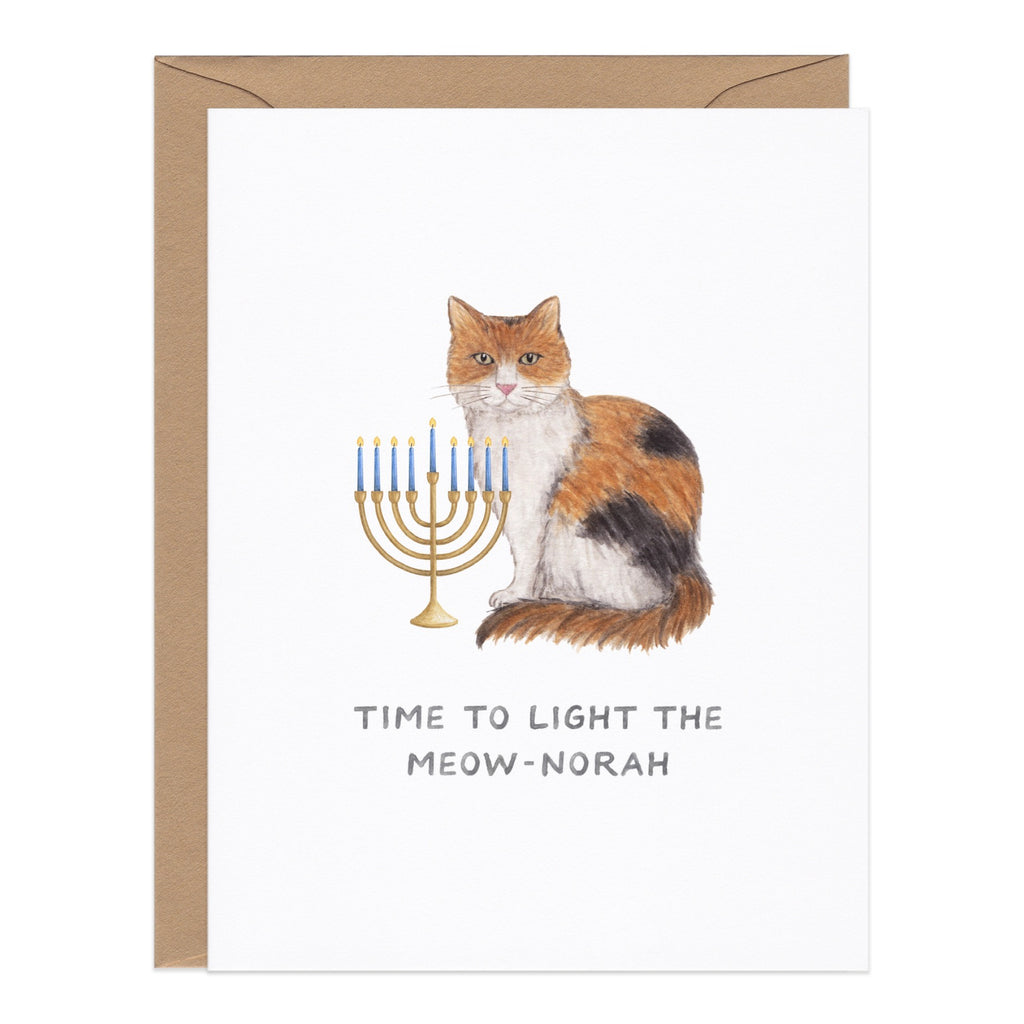 Light the Meow-norah Hanukkah Card.