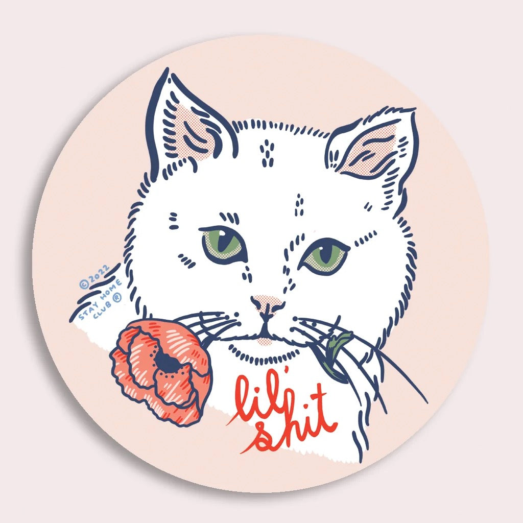 Lil Shit Cat Vinyl Sticker.