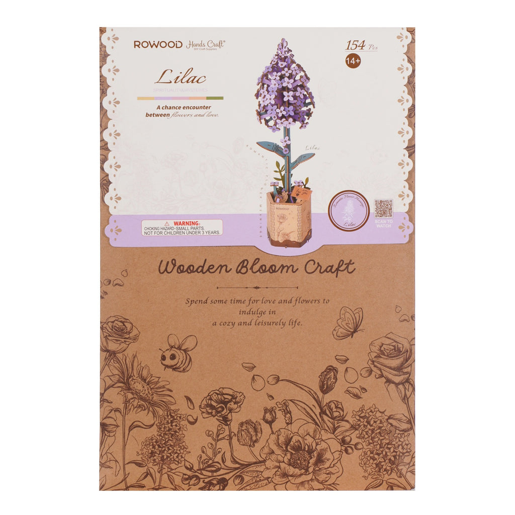 Lilac 3D Wooden Flower Puzzle packaging.