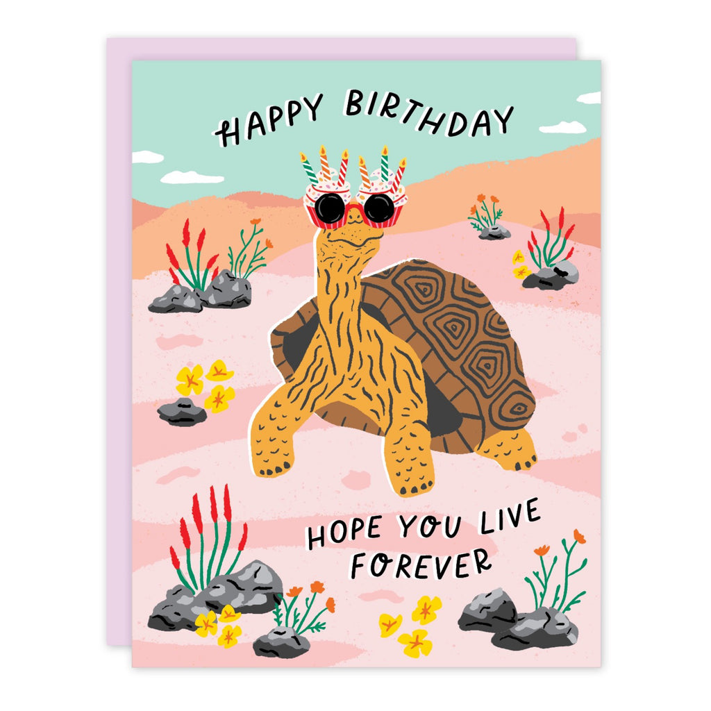 Live Forever Tortoise Birthday Card.