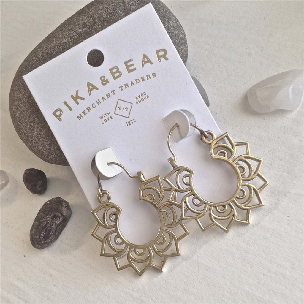 Lotus Mandala Earrings Brass packaging.