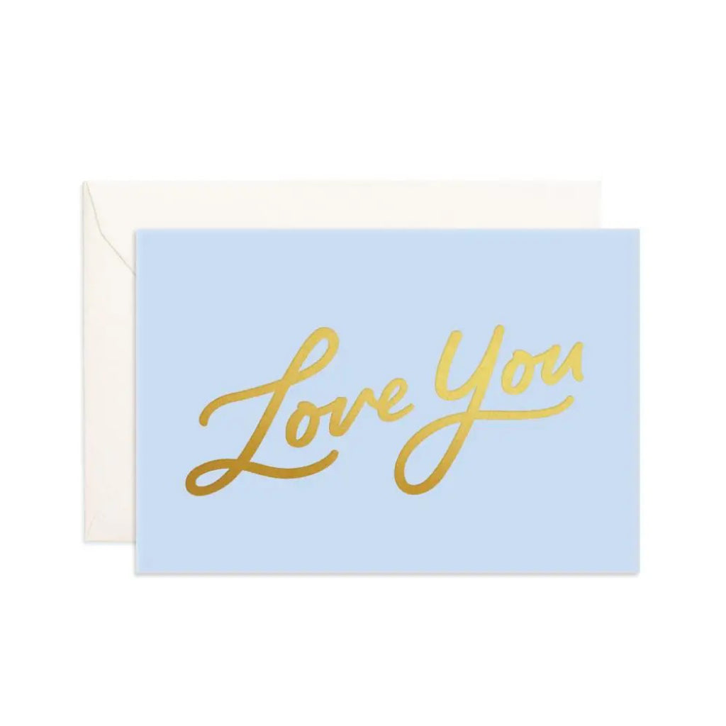 Love You Blue Mini Greeting Card.