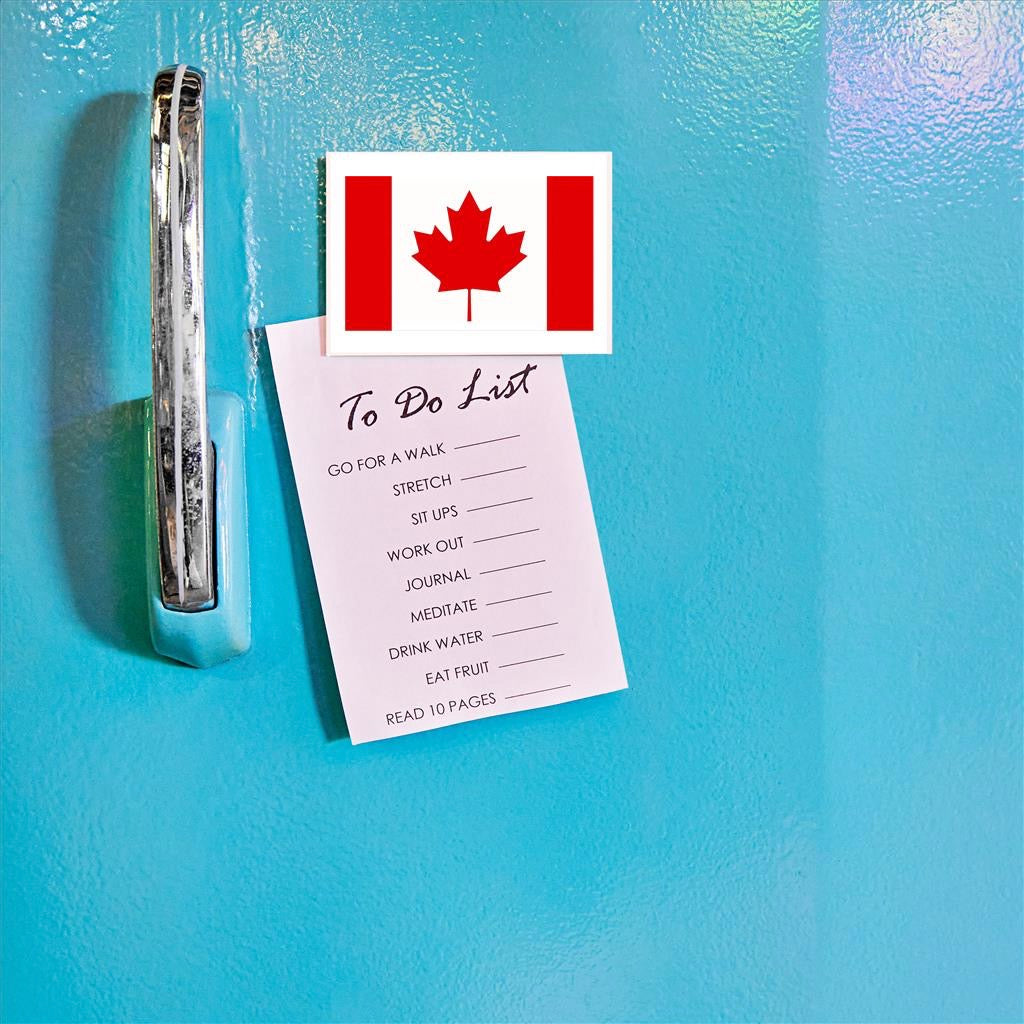 Maple Leaf Flag Magnet on fridge.