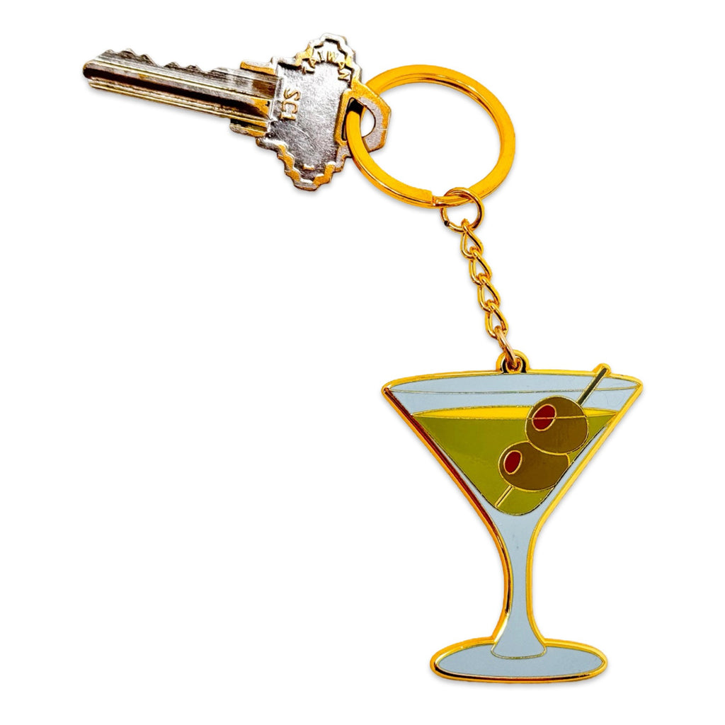 Martini Enamel Keychain with key.