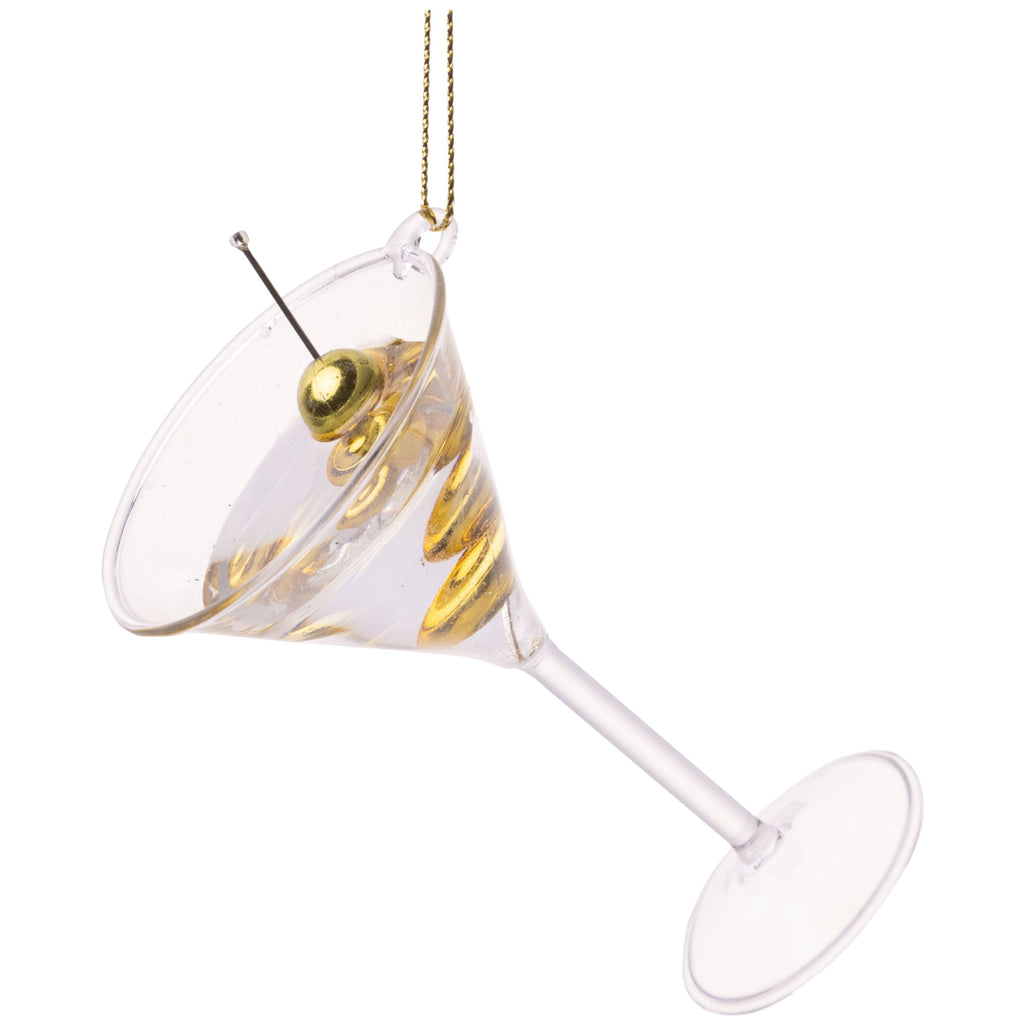 Martini Glass with Gold Olives Ornament.