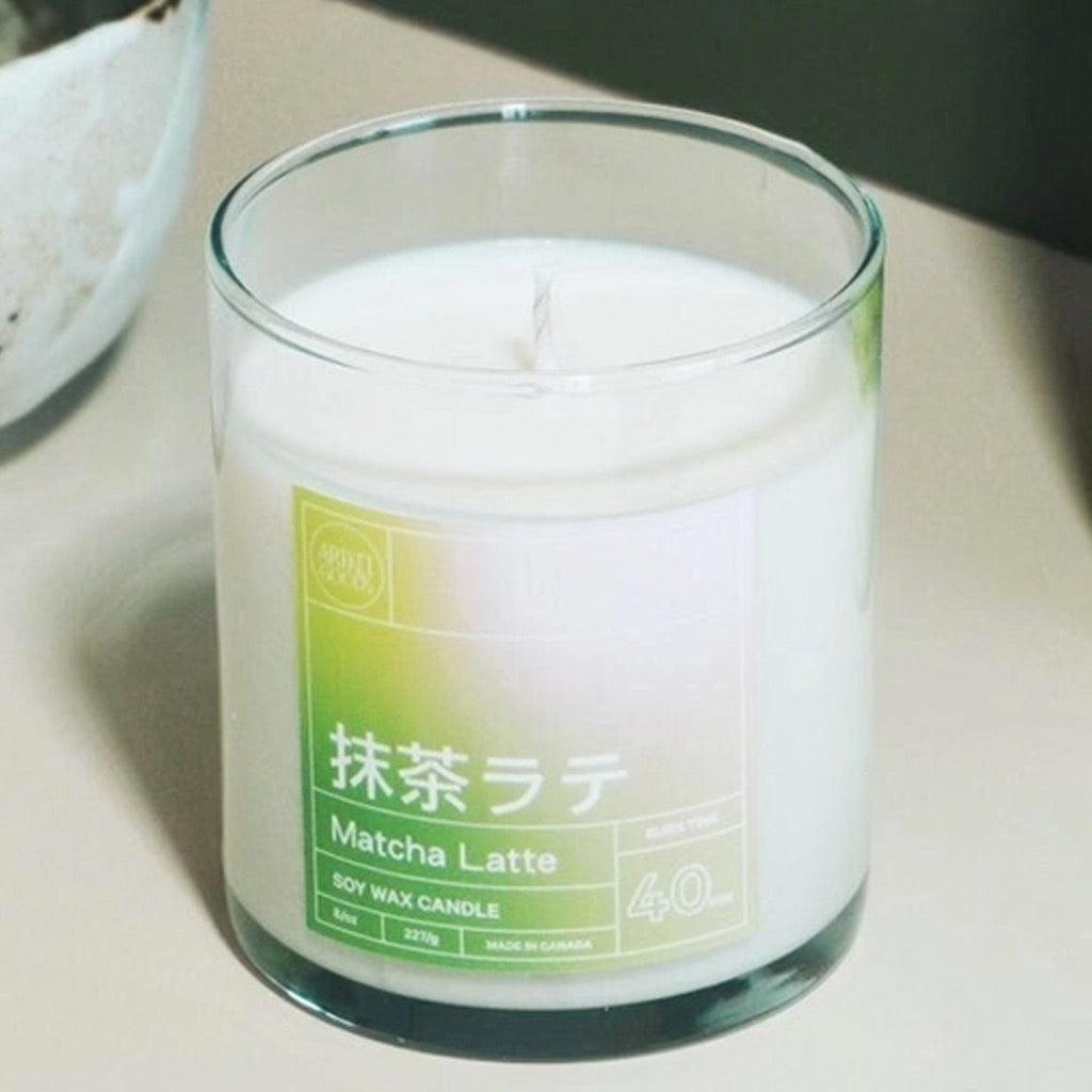 Matcha Latte Scented Soy Wax Blend Candle .