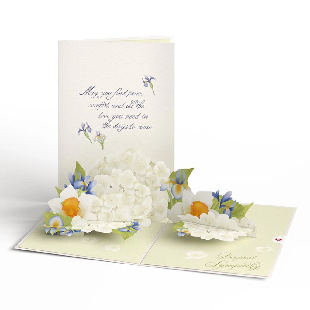 May You Find Peace And Comfort Sympathy Pop-Up Card with front as well.