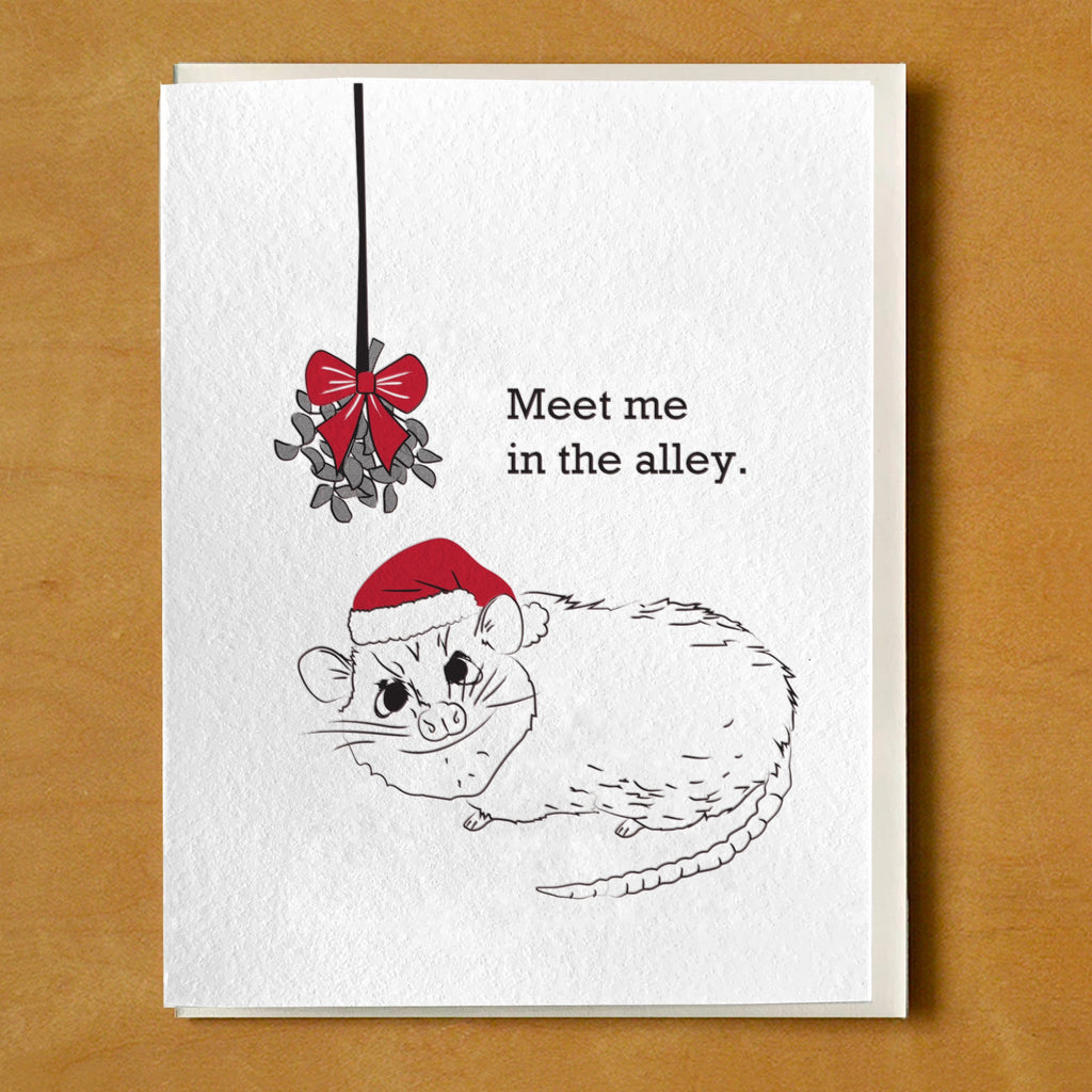 Meet Me in the Alley Possum Mistletoe Card.