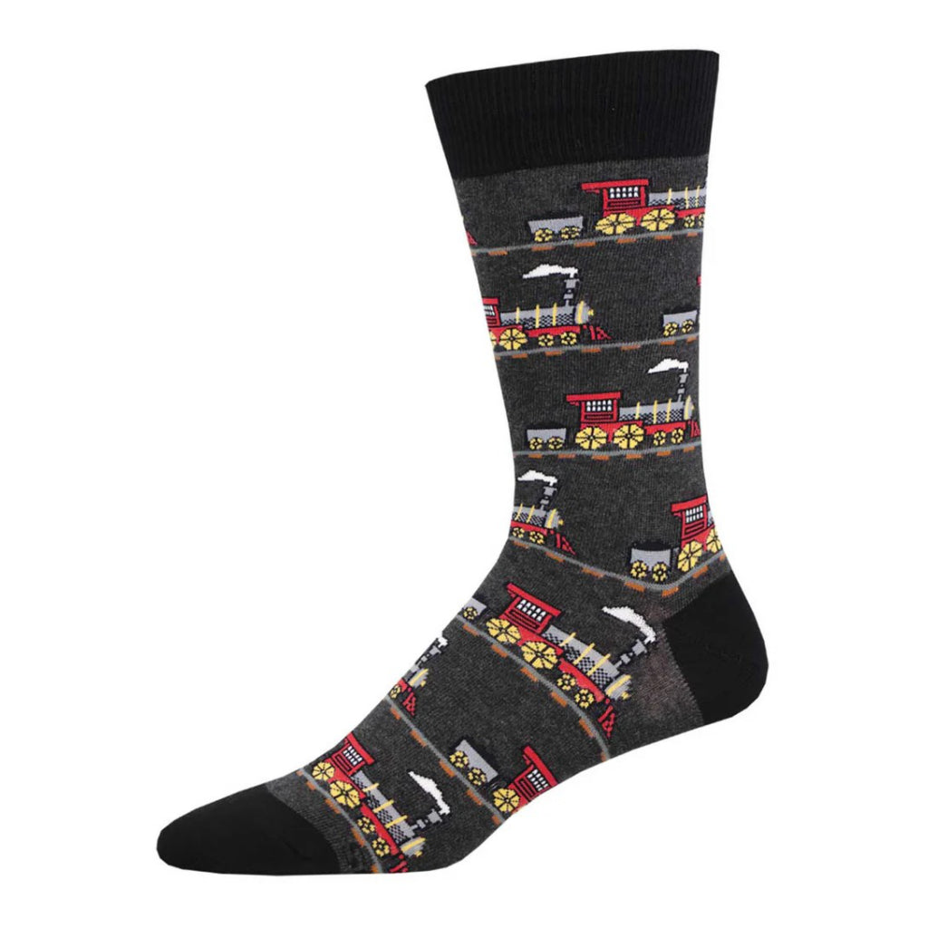 Men's Choo Choo Train Socks Charcoal Heather.