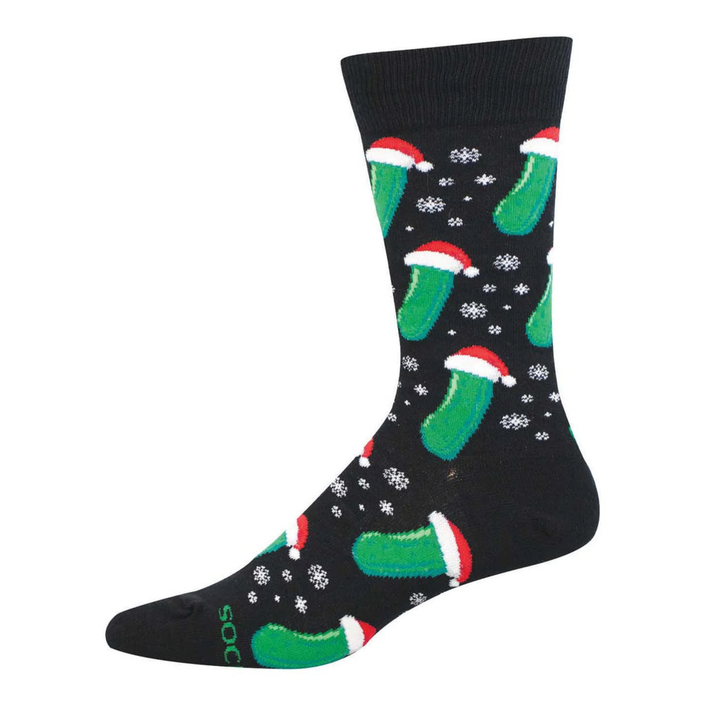 Men's Christmas Pickle Socks Black.
