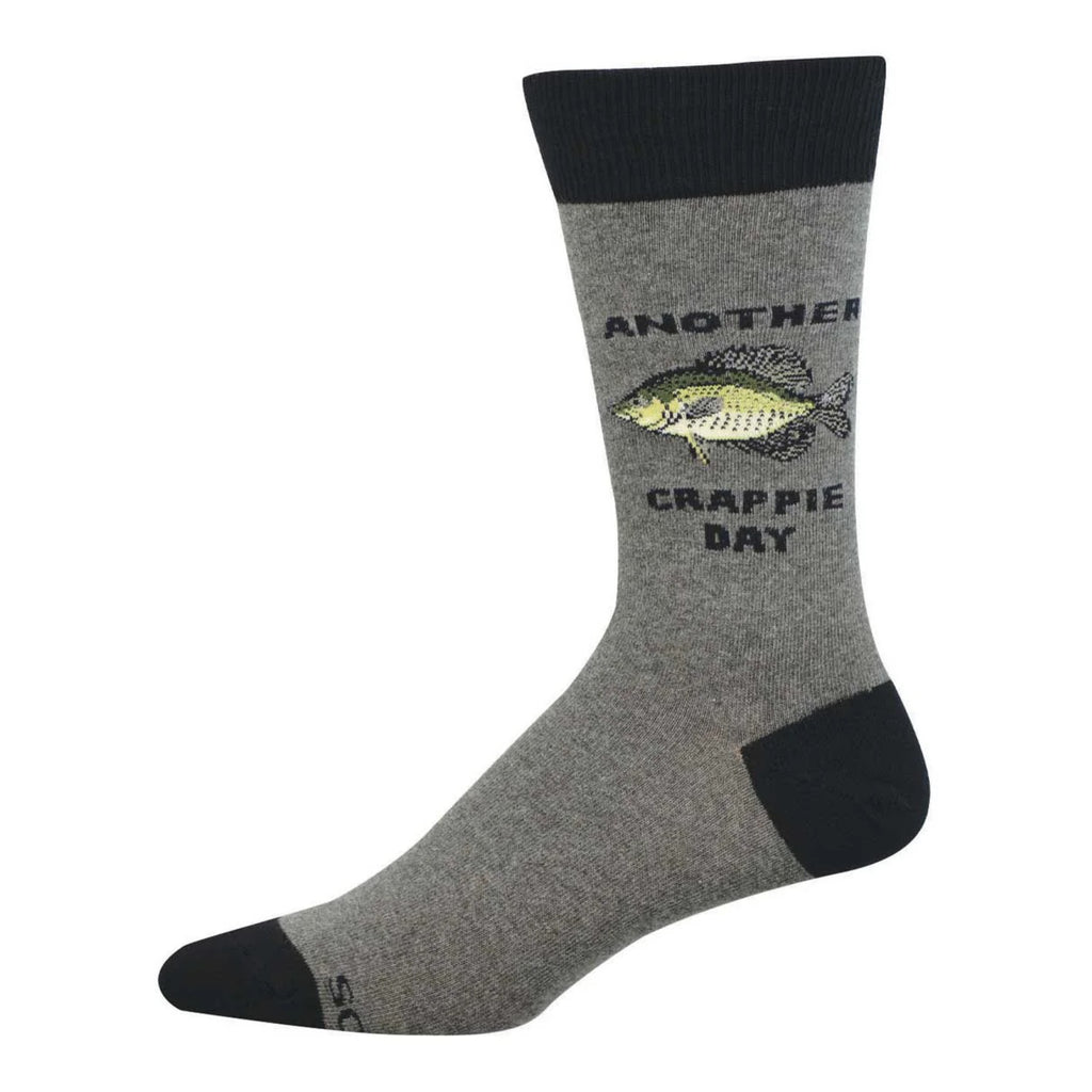 Men's Crappie Day Socks Charcoal Heather.