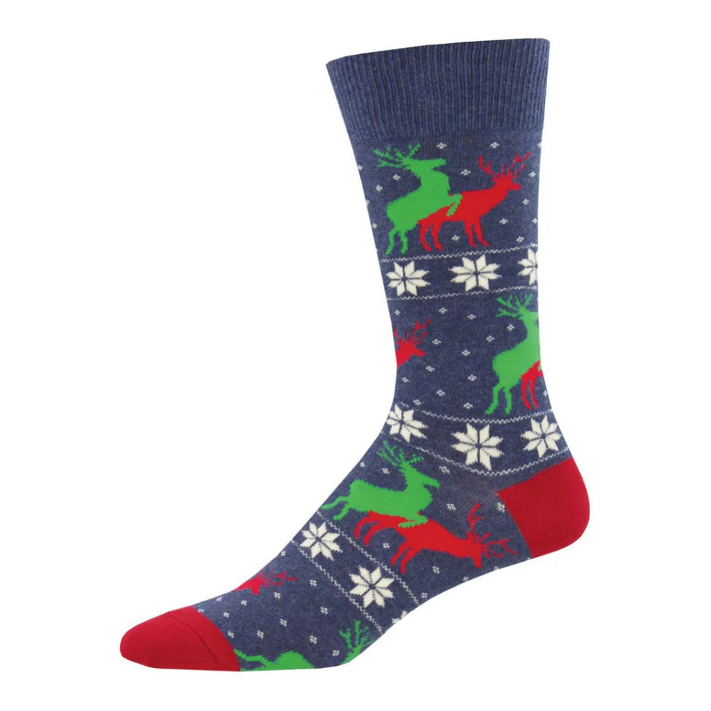 Men's Naughty Reindeer Games Socks Heather Denim.