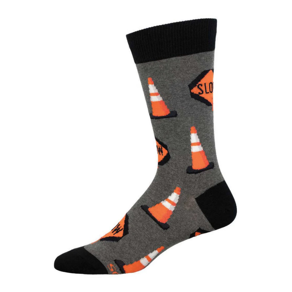 Men's Slow For The Cone Zone Socks Gray Heather.