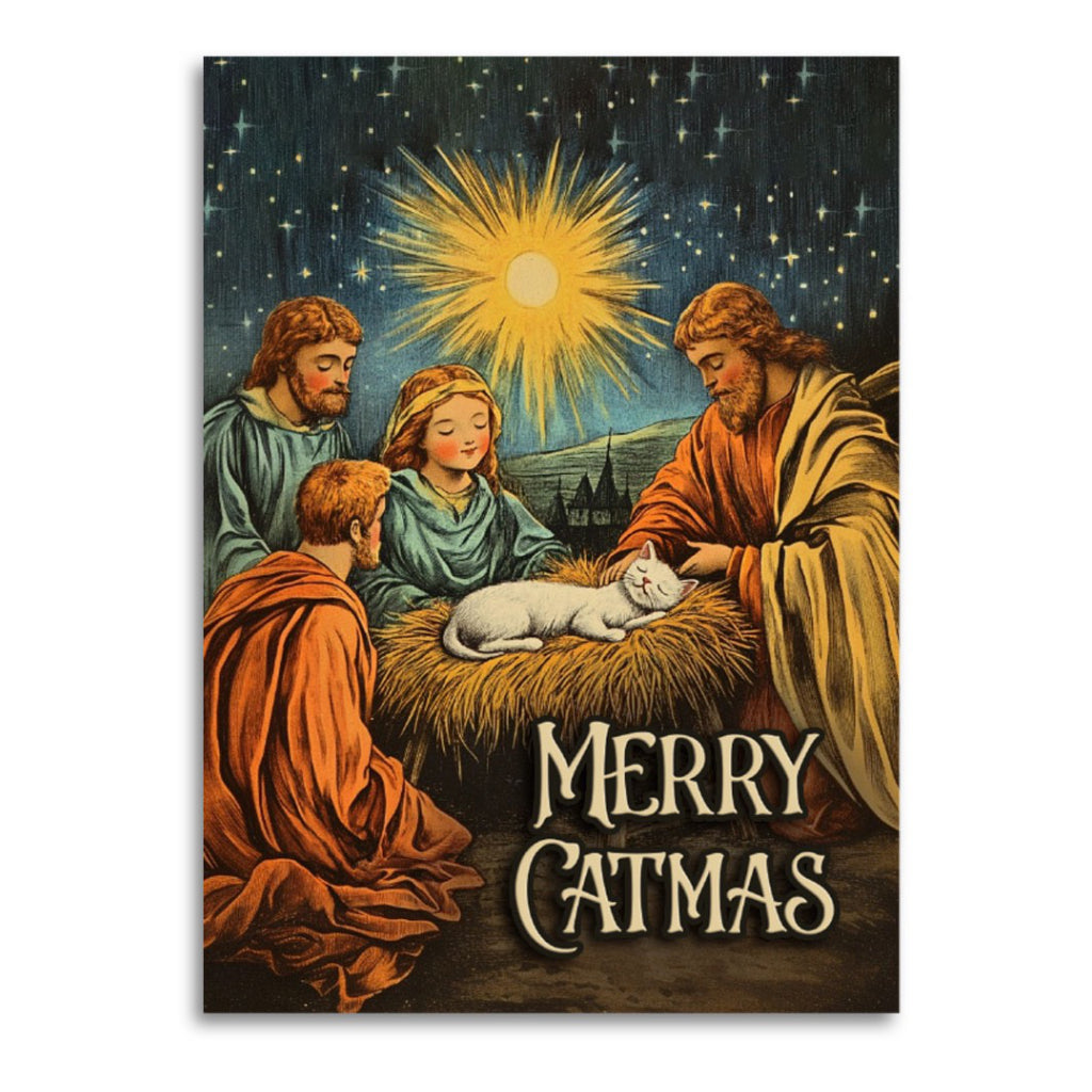 Merry Catmas Nativity Scene Card.
