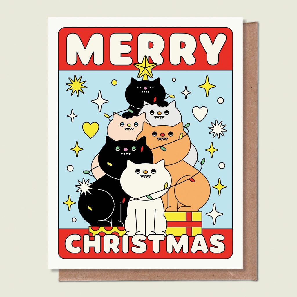 Merry Christmas Cat Greeting Card.