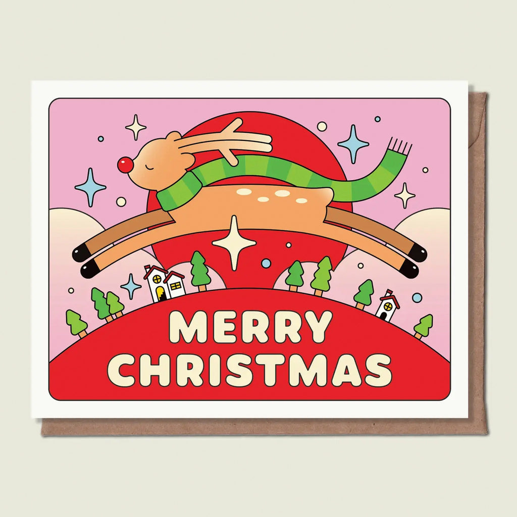 Merry Christmas Deer Greeting Card.