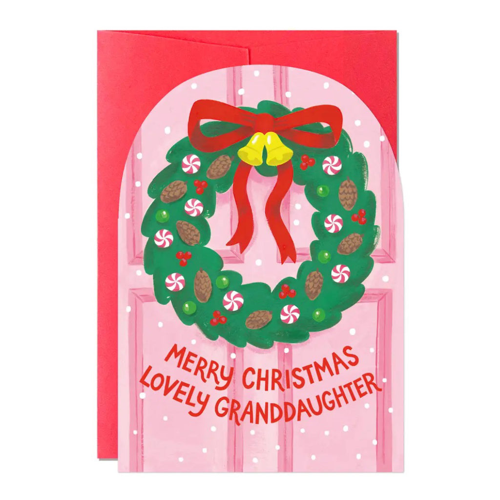 Merry Christmas Granddaughter Wreath Card.