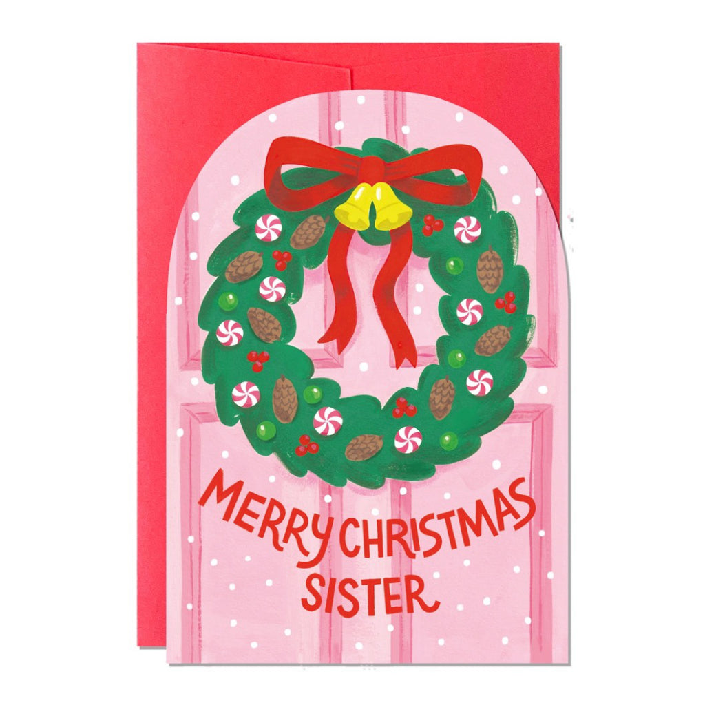 Merry Christmas Sister Wreath Card.