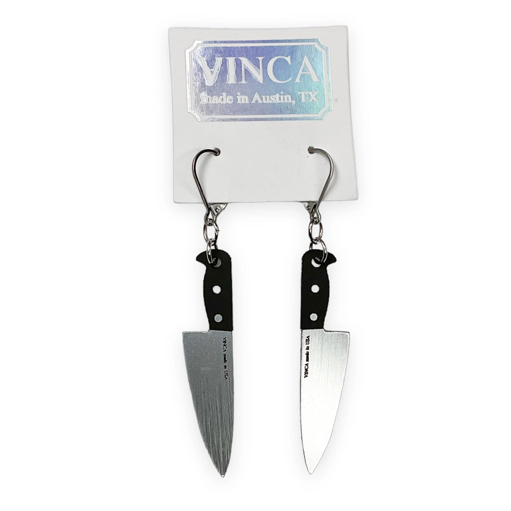 Midi Knife Dangle Earrings Brushed Silver.