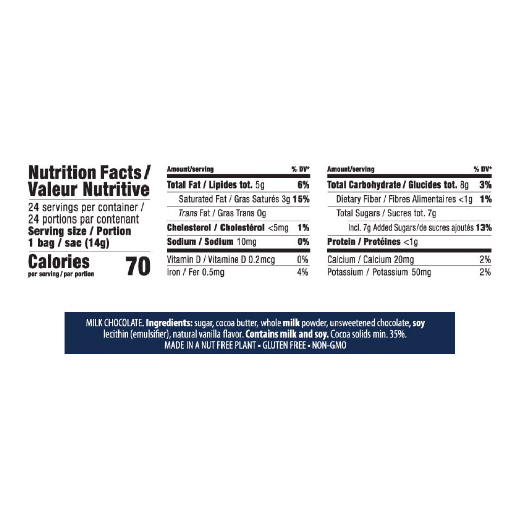 Milk Chocolate Hannukah Gelt Small ingredients.