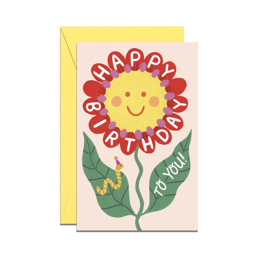 Mini Flower Smiley Face Birthday Enclosure Card.