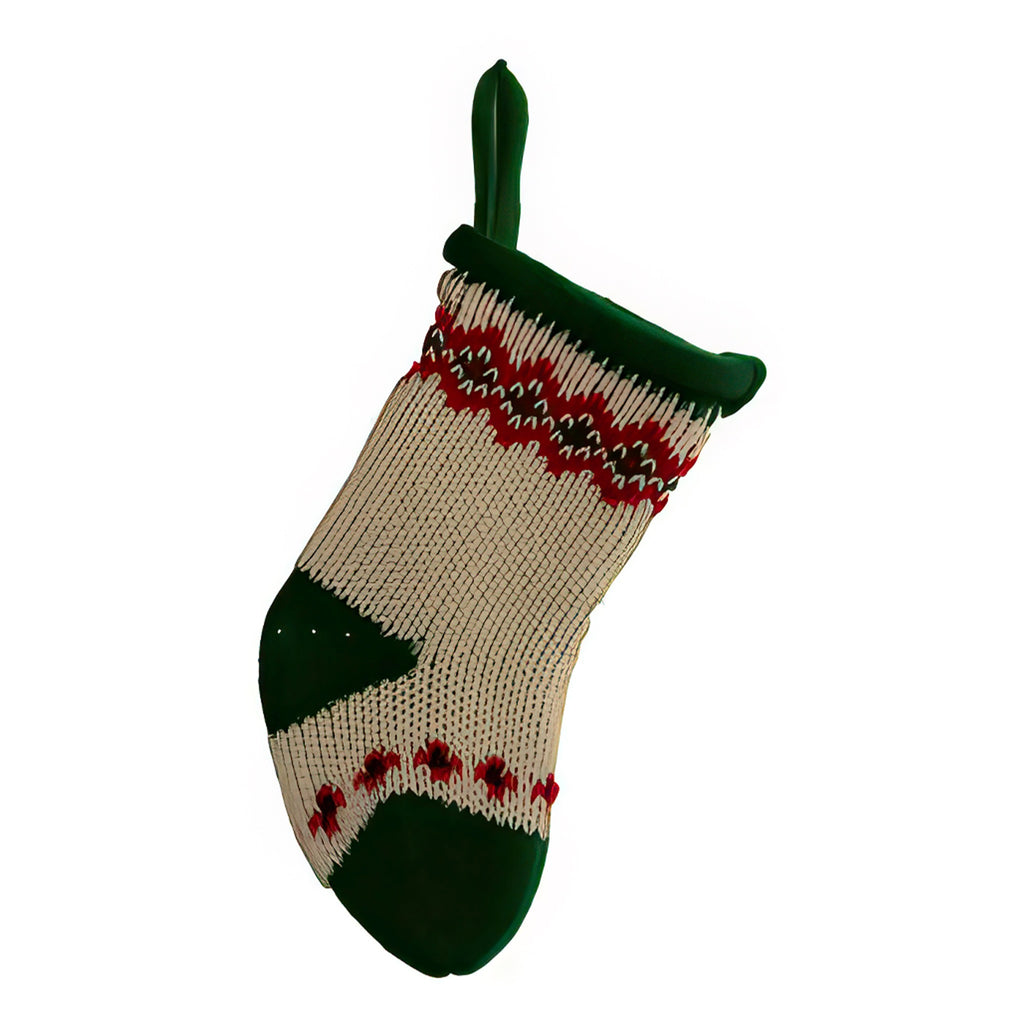 Mini Knit Stocking Ornament - green.