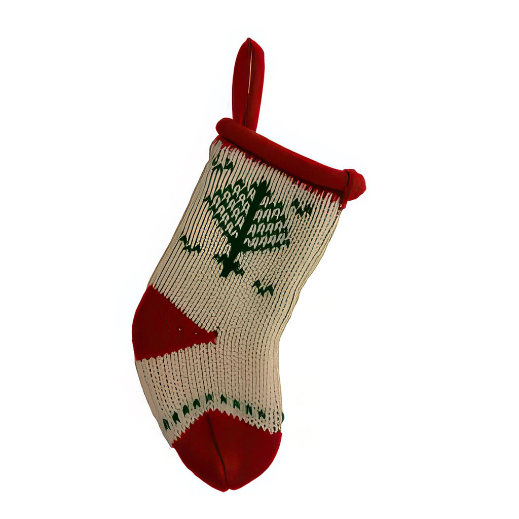 Mini Knit Stocking Ornament - red.
