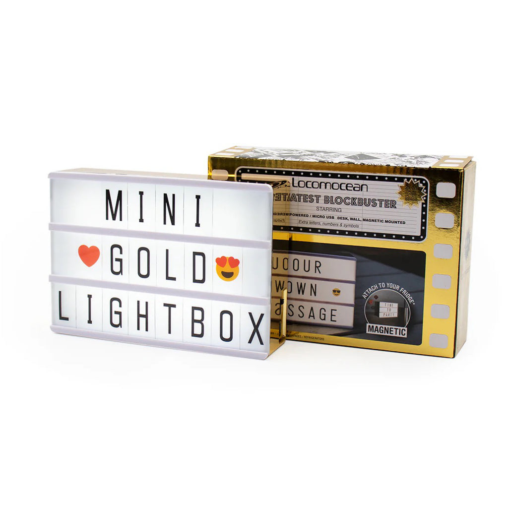 Mini Lightbox Gold With Black Letters packaging.