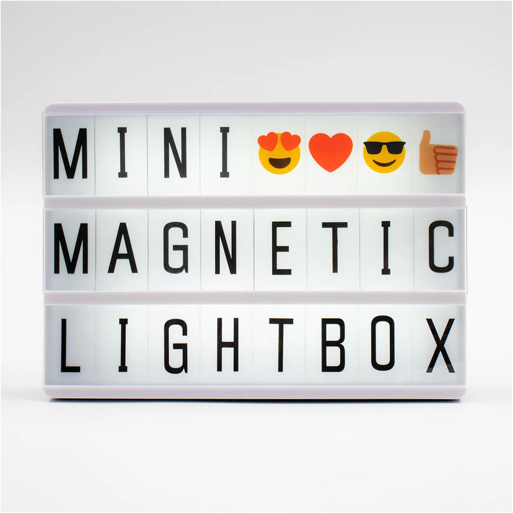 Mini Lightbox Gold With Black Letters.