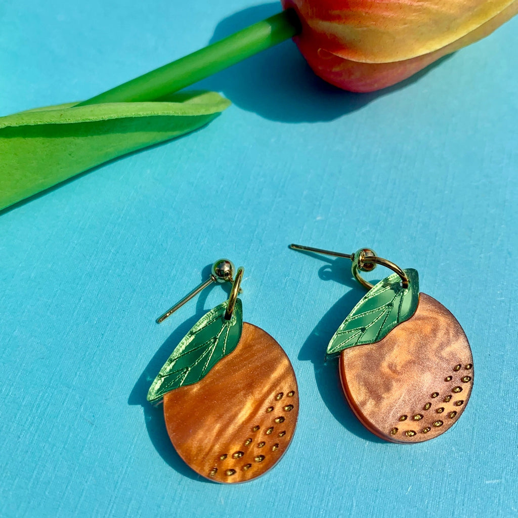 Mini Orange Earrings.