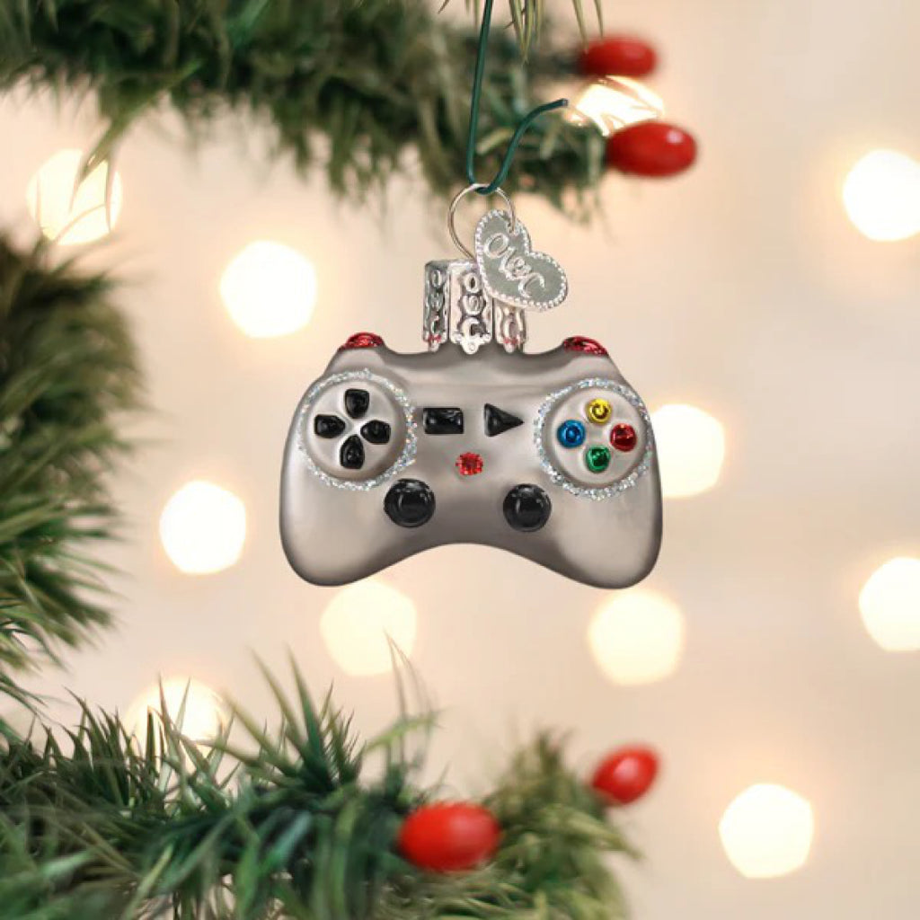 Mini Video Game Controller Ornament in tree.