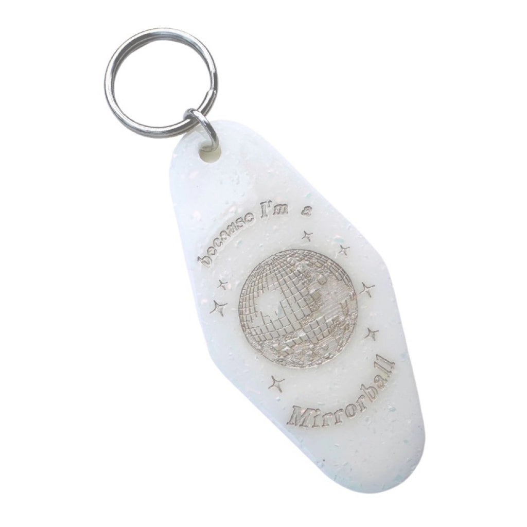 Mirrorball Motel Tag Keychain.