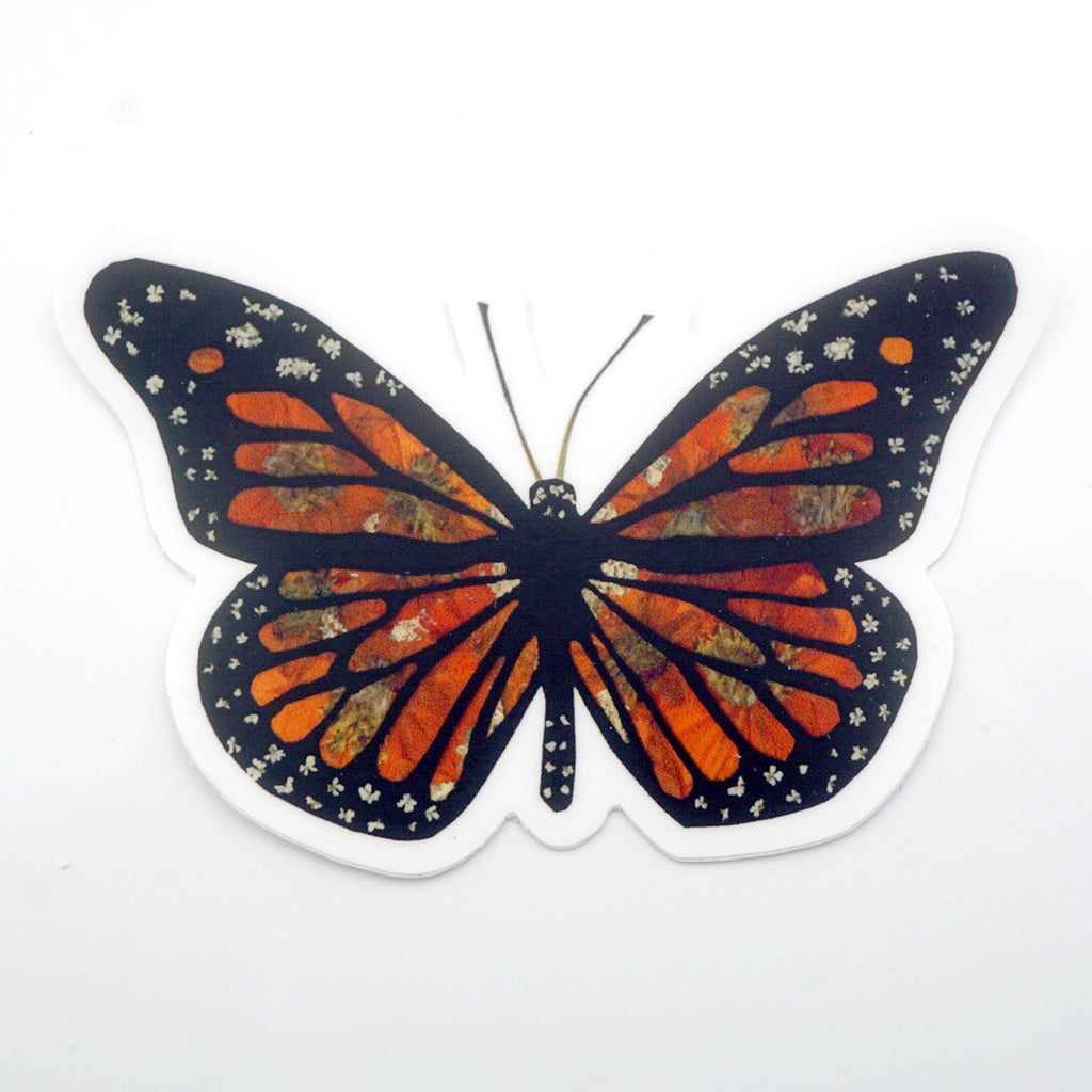 Monarch Butterfly Floral Sticker.