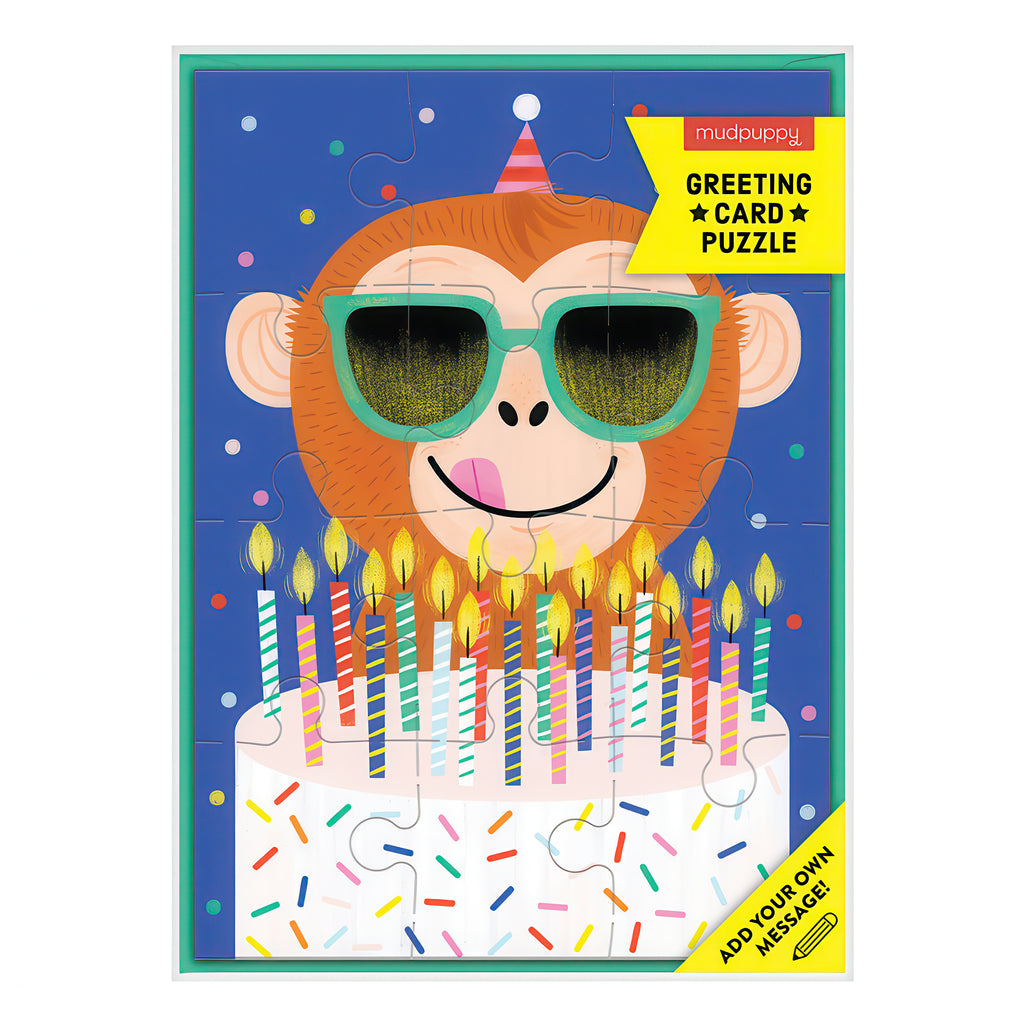 Monkey Cake Greeting Card Puzzle.