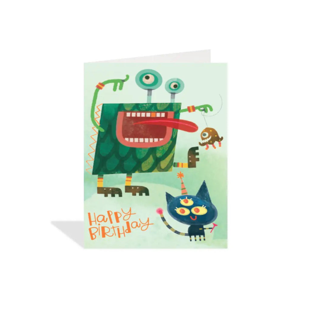 Monster And Cat Birthday Enclosure Card.