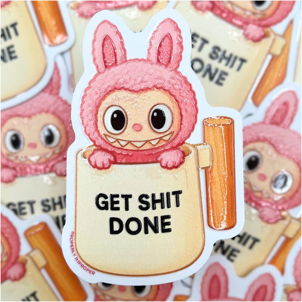Monster In Mug Textured Sticker.