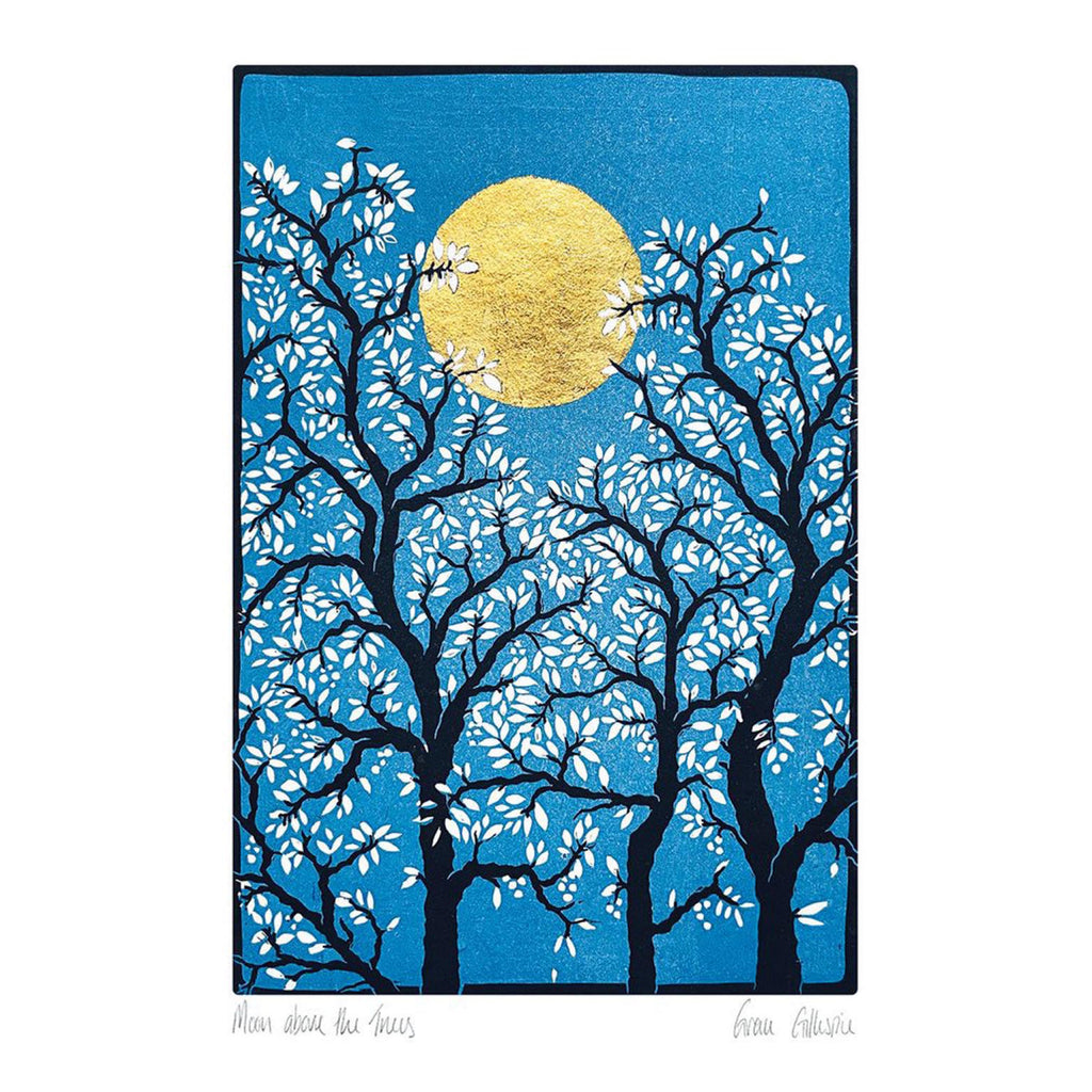 Moon Above The Trees Blank Card.
