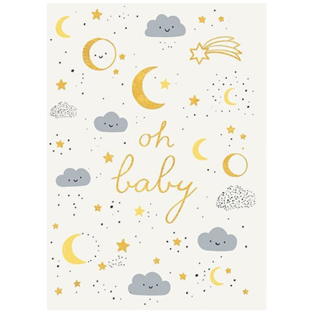 Moon And Stars Baby Card.