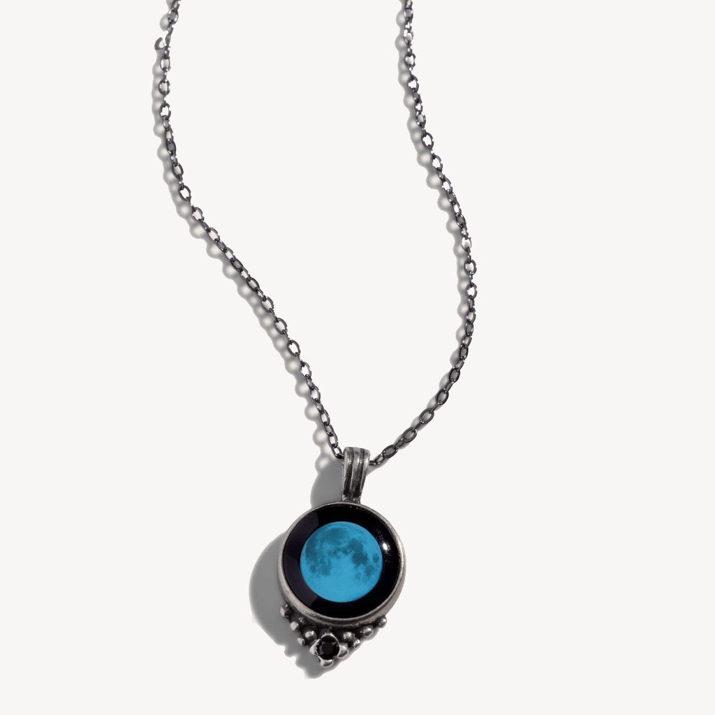 Moon Necklace With Black Crystal New Moon.