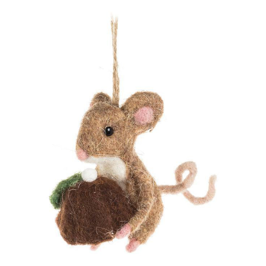 Mouse With Christmas Pudding Ornament.