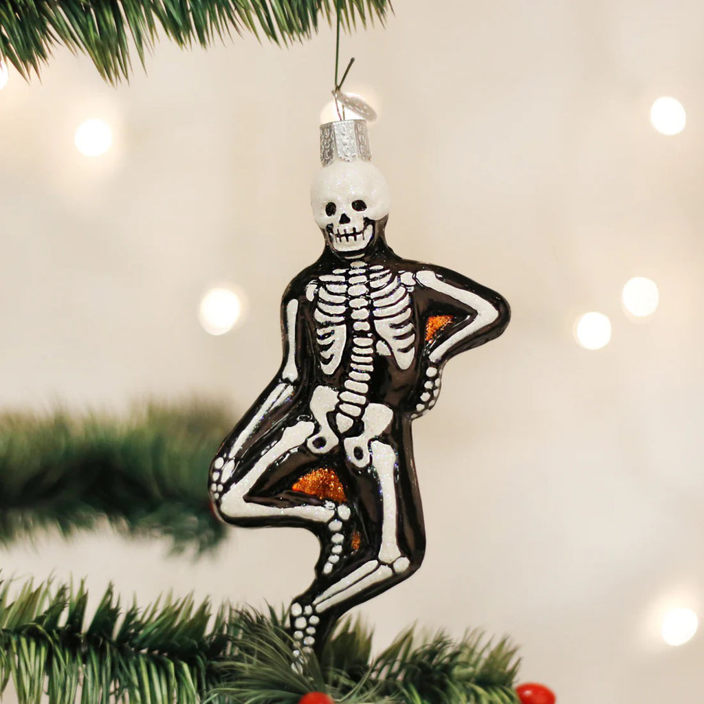 Mr. Bones Ornament in tree.