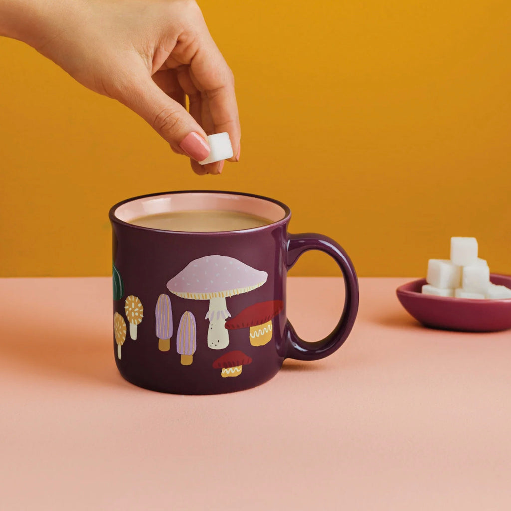 Mug Wander 20oz Mushroom Gems on table.