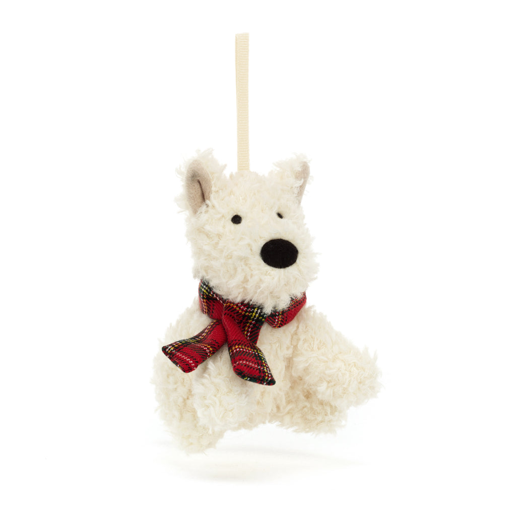 Munro Scottie Dog Ornament hanging.