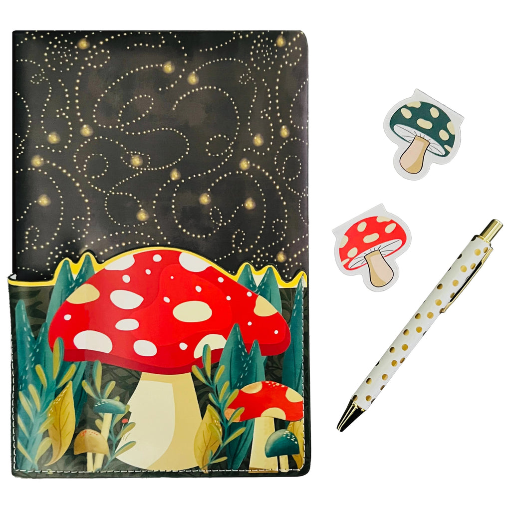Mushroom Garden Pocket Journal with Pen.