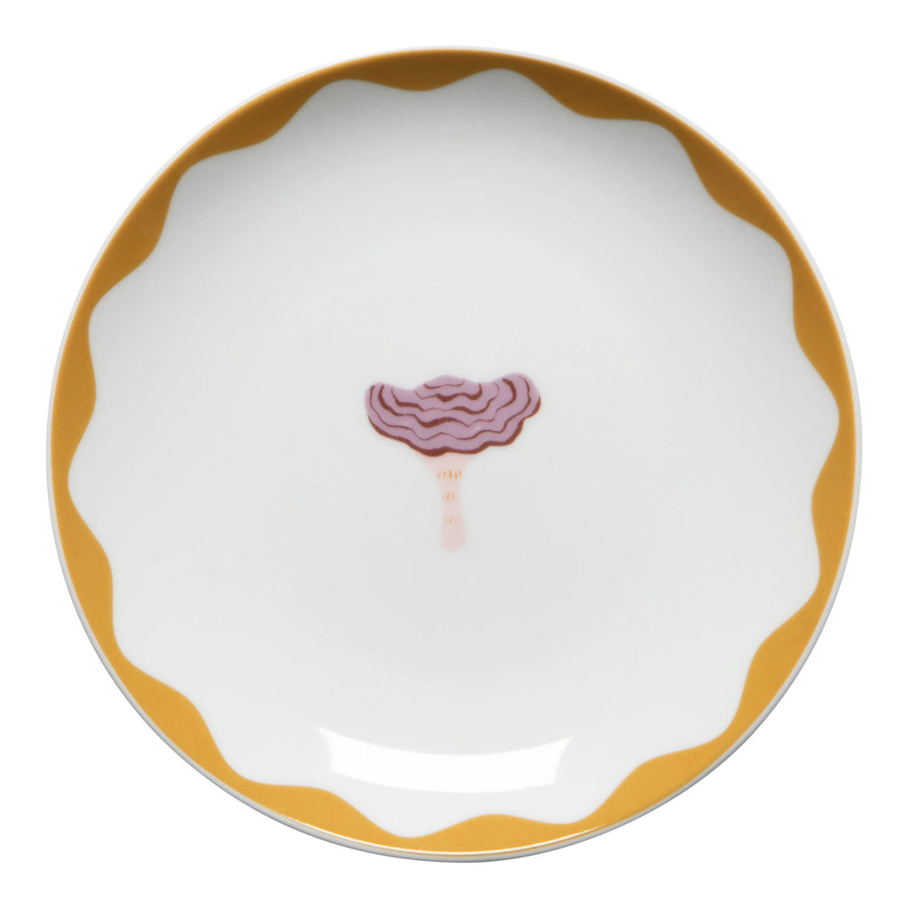 Mushroom Gems Appetizer Orange Trim Plate.