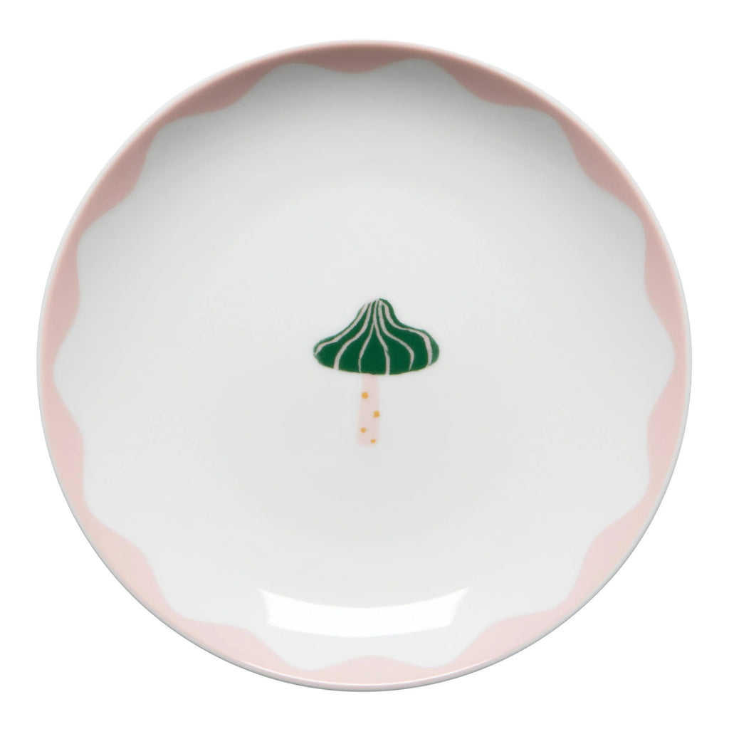 Mushroom Gems Appetizer Pink Trim Plate.