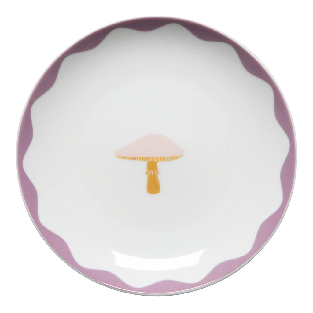 Mushroom Gems Appetizer Purple Trim Plate.
