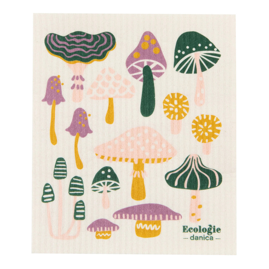Mushroom Gems Swedish Dishcloth.